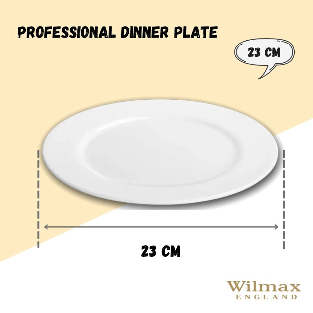 Professional Rolled Rim White Dinner Plate 9" inch | 23 Cm - greensift