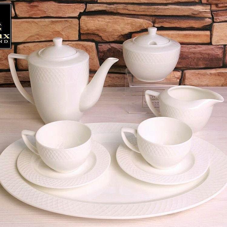 White 3 Oz | 90 Ml Coffee Cup & Saucer Set Of 6 In Gift Box - greensift