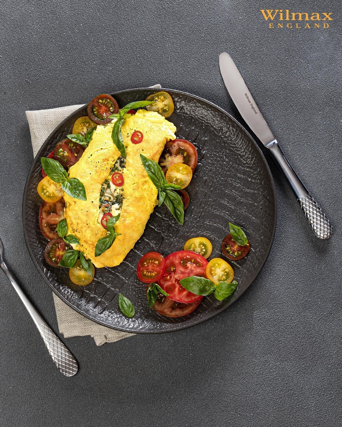 Black Porcelain Slate look Round Plate / Platter With Crocodile Skin Texture 13" inch | 33 Cm - greensift