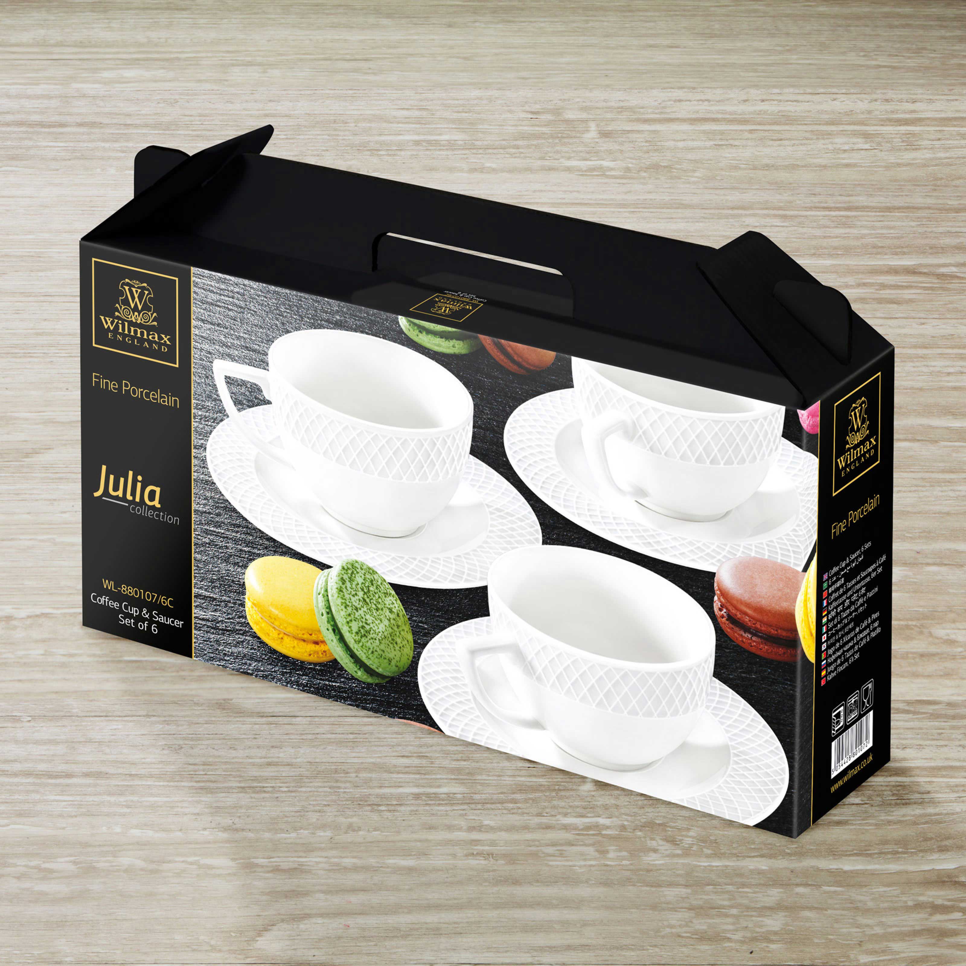 White 3 Oz | 90 Ml Coffee Cup & Saucer Set Of 6 In Gift Box - greensift