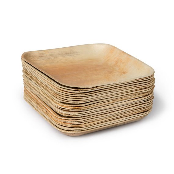 Palm Leaf Plates Square Dinner ALL SIZES Plates 4"-10" Inch (Set of 100/50/25) - greensift
