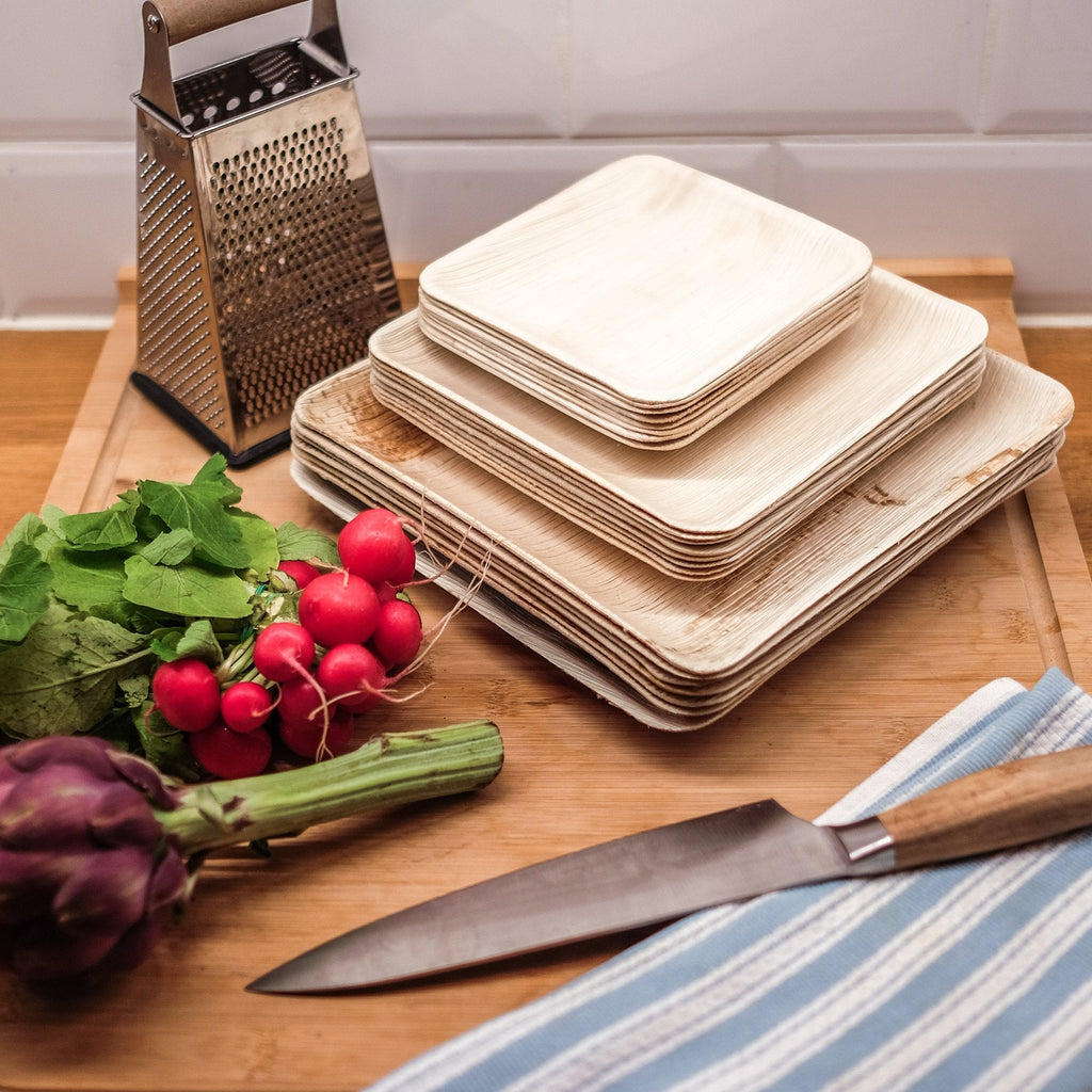 Palm Leaf Plates Square Dinner ALL SIZES Plates 4"-10" Inch (Set of 100/50/25) - greensift